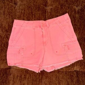 American Eagle Outfitters Pink Cargo Shorts with Distressed Hem